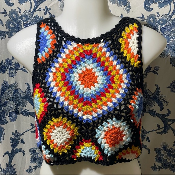 Colorful Altar’d State Crochet Crop Top - Picture 1 of 4